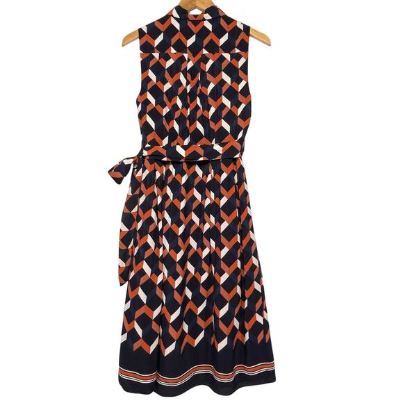 HOBBS London Women’s Suzanna Navy Geometric Belted Shirt Dress size 6 - Picture 7 of 8